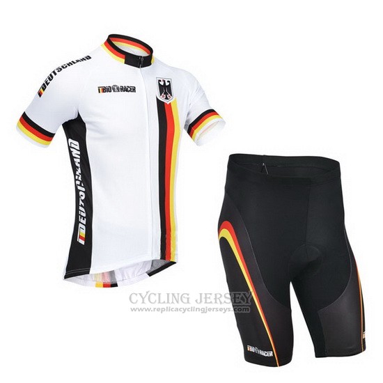 2013 Cycling Jersey Germany White and Black Short Sleeve and Bib Short